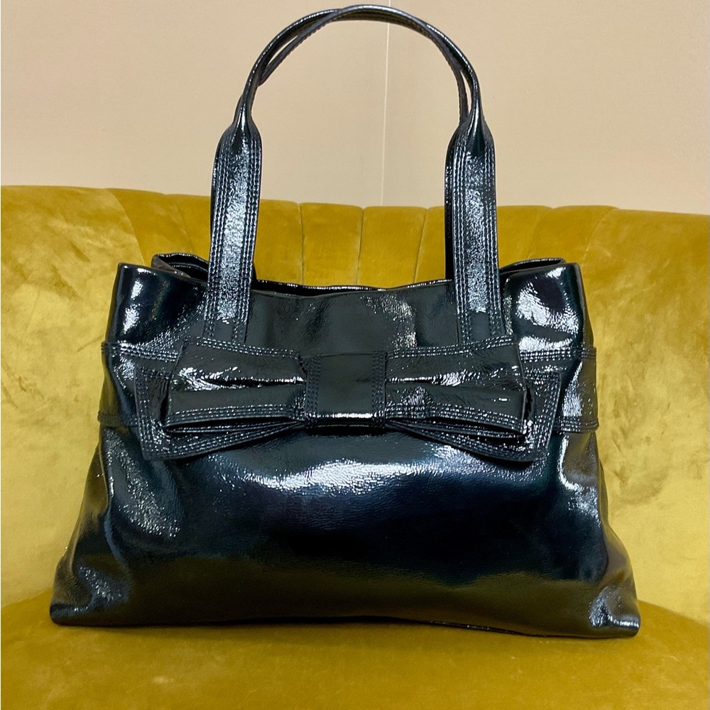 Kate Spade STORYBOOK Claverly MaryAnne Black Cowhide Patent Leather Shoulder Bag